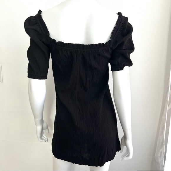 Reformation Jeans Women’s Black Puff Sleeve Mini Dress Small Cotton - Picture 4 of 10